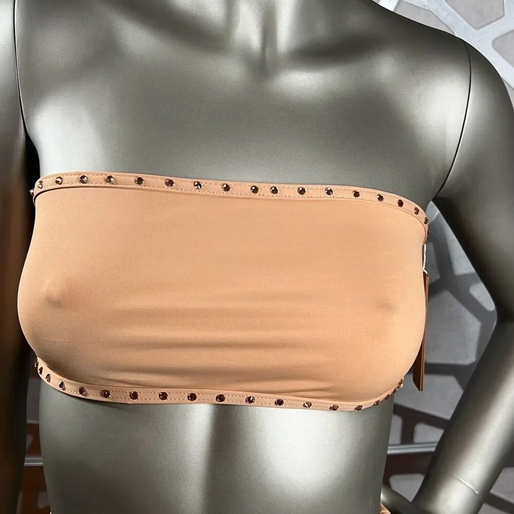 Skims Rhinestones Bandeau High waisted Nude Bikini S